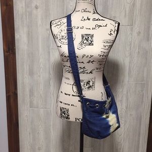 Blue and white tie dye cross body purse!